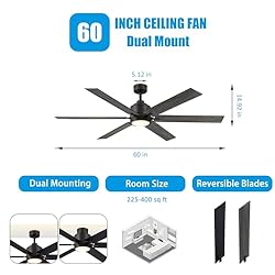 60 Inch Ceiling Fans with Remote, DC Motor