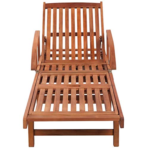 Fesjoy Sun Lounger Set Adjustable Reclining Wooden Double Sunlounger with a Folding Table Garden Deck Chair Table Set Patio Sunbed Beach Chair Pool Sauna Furniture Set - Thumbnail 7