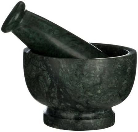 Traditional Design Durable Marble Mortar And Pestle Spice Herb Paste Mixing Crusher & Grinder (Color: Green)