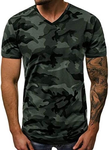YESOT Men's and Women's Shirt Couple Wear 3D V-Neck Camouflage Printing Breathable Short Sleeved Beach Party Casual Tops