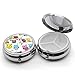Round Stainless Steel Pill Box Case - Cute Cartoon Owl- Pocket 2 inches Medicine Tablet Holder Organizer Case for Purse - Compact 3 Compartment