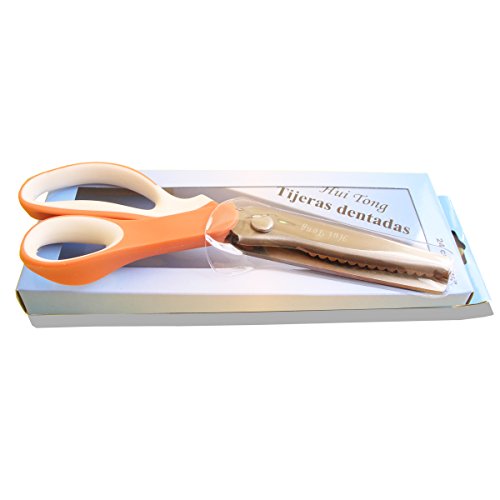 Hui Tong fabric pinking shears, sewing scissors ,Pinking Shears, pinking scissors,(5mm scalloped, Orange)