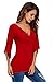 Annflat Women's V Neck Cold Shoulder Trumpet Sleeve Wrap Top T-shirts Medium Burgundy