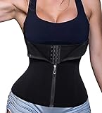 LODAY Waist Trainer, Corset Cincher Body Slimmer Shaper Tummy Control for Women (XL(3-5 day delivery), BLACK(zip&hooks))