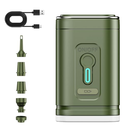 Electric Air Pump for Inflatables,Portable Rechargeable 2400mAh Quick-Fill Multifunction Inflatable Deflate Pump for Outdoor Camping, Paddling Pool Beach Toys,Vacuum Sorage Bags,Air Bed(Green)