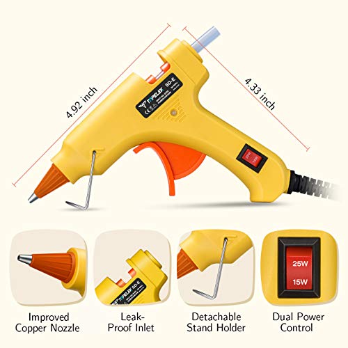image for Hot Glue Gun, TopElek Upgraded 15W/25W Dual Temp Mini Glue Gun with 30