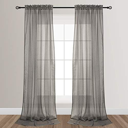 Amazon Com Voilybird Grey 108 Inches Sheers Extra Long See Through Sheer Curtains For Living Room Rod Pocket At Top Rainy Design W52 X L108 2 Panels Kitchen Dining