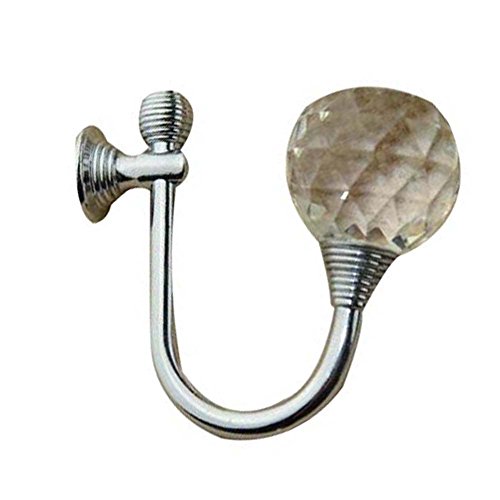 2 Pcs Coat Hangers Wall Mounted Hook Crystal Curtain Hold-Back [Q] Tassel Holder - Thumbnail 2