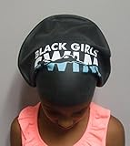 Black Girls Swim XL Silicone Swim Cap for Long Hair - Locks, Braids, Weaves and Extensions