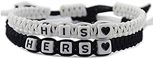 Couple Bracelet His and Hers Lover Bracelet Handmade Boyfriend and Girlfriend Jewelry with Beauty Beads (White&amp; Black)