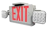 Ciata Lighting LED Red Exit Sign & Emergency Light Combo with Battery Backup