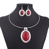 vintage royal bling silvery summer party oval pendant dangle earrings necklace
