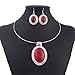 vintage royal bling silvery summer party oval pendant dangle earrings necklace