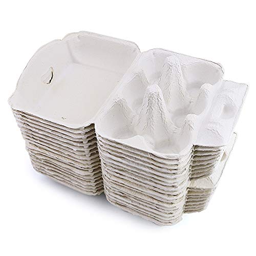 HOIGON 12-Cell Empty Paper Egg Cartons - 50 Pack, Sturdy Pulp Fiber, Recyclable