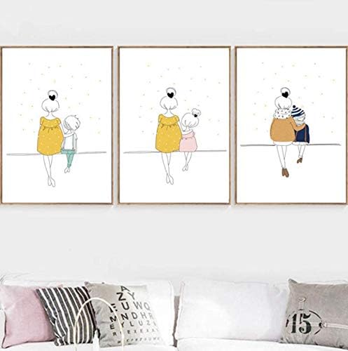 Fvfbd Leinwandbilder Cartoon Frau Madchen Junge Minimalismus Wandkunst Leinwand Malerei Nordic Poster Und Drucke Wandbilder Baby Kinderzimmer Kinderzimmer Dekor Keine Gerahmten 50cmx70cmx3 Stk Amazon De Kuche Haushalt