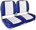 Leader Accessories A Pair of New Low Back Folding Boat Seats(2 seats) (White/Blue)
