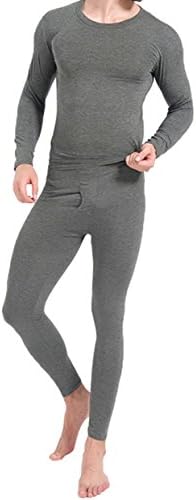 Hamour Men's Winter Warm Thermal Long Underwear Top and Bottom Set, Dark Grey XL