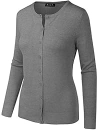 BILY saco con botones y cuello redondo, tejido suave clásico, para mujer