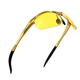 Outdoor Sport Night Vision Sunglasses Soxick Yellow Lens Night Glasses for Driving Unbreakable Glasses Fishing Golden Frame