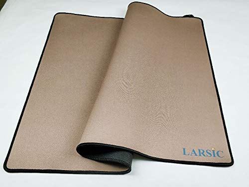 Larsic Stove Cover - Thick Natural Rubber Sheet Protects Electric Stove Top. Anti-Slip Coating, Waterproof, Heat Resistant, Foldable. Prevents Scratching, Expands Usable Space (28.5X20.5, Beige Dark)