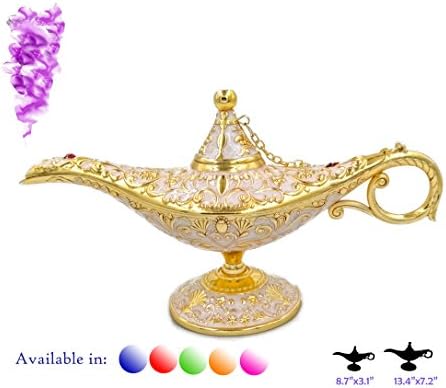 Legend Aladdin Magic Genie Light Lamp Pot Classic Color Brass Aladdin Genie Lamps Incense Burners … (Pink/Rose and Gold, Large)
