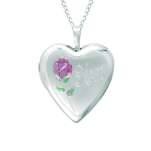 Momento lockets sterling silver heart shaped "mom" lock…