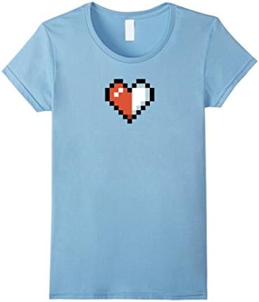 Womens 8 Bit Video Game Heart Shirt - Digital Half Life Large Baby Blue