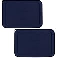 Sophico 6 Cup Rectangle Silicone Storage Cover Lids Replacement for Pyrex 7211-PC Glass Bowls, Container not Included (Navy Blue)