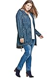 ellos Women's Plus Size Hooded Anorak Denim Jacket