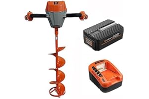 MOWRO Redback 40V Ice Auger Modern Alternative to Hand Auger Ice Fishing Auger with Stainless Steel Blades Cordless Drill Ice Auger E808CKIT (with 6AH Battery and 5A Charger)