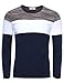 KAIUSI Men's Contrast Color Crew Neck Long Sleeve Casual T-Shirt Top Medium Blue