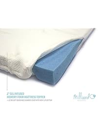 MILLIARD 2" Gel Infused Memory Foam Mattress Topper + Ultra Soft Removable Bamboo Cover with Non-Slip Bottom Queen 78"x58"x2"
