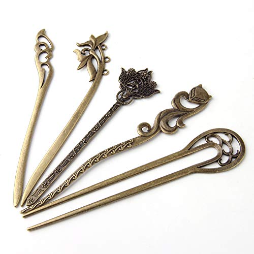10pcs Women Hair Pin Retro Hair Chopsticks Vintage Hair Stick Antique Bronze Decorative for Hair Diy Accessory