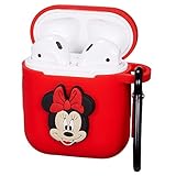 Mulafnxal Compatible with Airpods 1&2 Case,Cute 3D Funny Cartoon Character Silicone Airpod Cover,Kawaii Fun Cool Catalyst Design Skin,Fashion Red Cases for Girls Kids Teens Boys Air pods(First Minnie