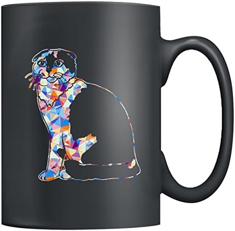 Scottish Fold Coffee Mug Ceramic - Scottish Fold Colorful Mugs, Black Mug, Tea Cup 15oz A Little Gift For Friends