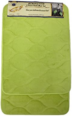 2 Piece Elegant Memory Foam Bath Mat Set, Extra Soft and Anti Slip Backing Luxury Bath Rugs (Lime Green)
