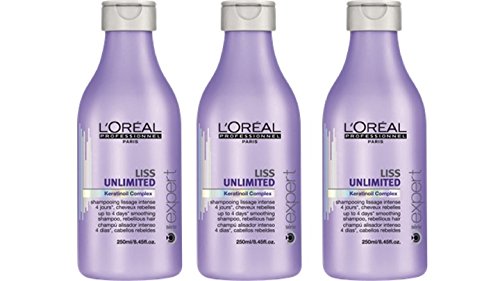 L oreal Liss Unlimited Keratinoil Complex Smoothing Shampoo 8.45 Oz, Pack of 3