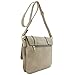 Double Compartment Large Flapover Crossbody Bag (Light Stone)