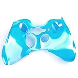 Factop xbox360 Controller Blue White Camo Silicone Case Cover Skin