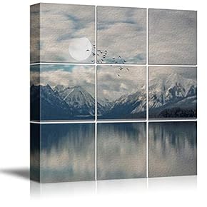 Canvas Wall Art Calm Lake Canvas Prints Home Artwork Decoration for Living Room,Bedroom - 12x12 inches