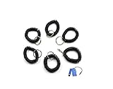 Bluecell Pack of 6 Plastic Wrist Coil Wrist band Key Ring chain for Outdoor Sport (Black)