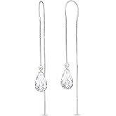 Galaxy Gold GG 14k Solid Gold Threaded Dangle Earrings with White Topaz