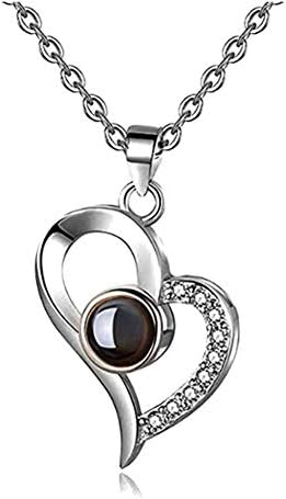 Arilove 100 Languages I Love You Necklace,Micro Carved Projection,Expressions of Love