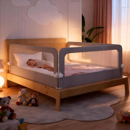 ZERIFAM Foldable Toddler Bed Rail,Bed Rail for Toddlers, Adjustable Heights Baby Bed Safety Rails, Portable Toddler Bed Barrier Railing Guard for Kids Twin, Bunk, Queen, Full Size Bed.(180cm)