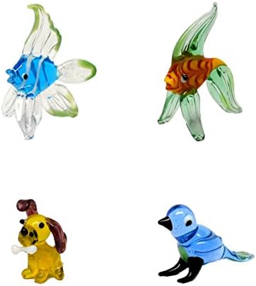 Pixie Glare Hand Blown Glass Figurines Miniatures (4 Pack #2 - Without Gift Boxes)