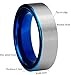 King Will DUO Women Men 6mm Flat Blue Tungsten Carbide Ring Matte Brushed Wedding Band Comfort Fit