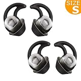 Replacement Silicone Earbuds Ear Buds Tips Eargel Isolation Double Flange for Bose QuietControl 30 QC20 QC20i QC30 Soundsport SIE2 SIE2i IE2 IE3 Wireless Headphones Earphones - 2 Pair (Small, Black)