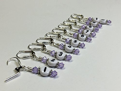 image for Jill's Beaded Knit Bits Numbered Stitch Marker Jewelry Set- Lilac, wom
