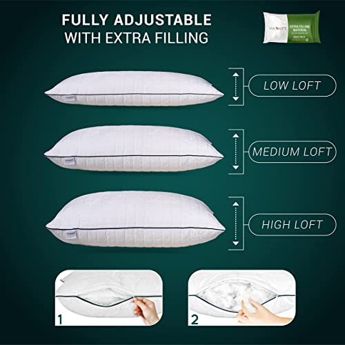 ViaDante Luxury Bamboo Pillow Adjustable Pillow with Organic Bamboo
