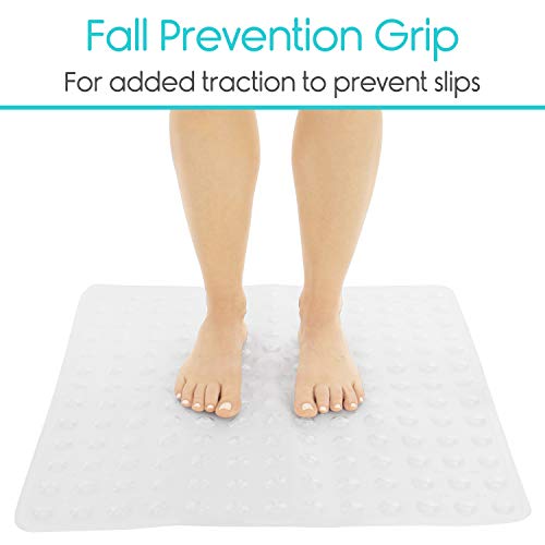 Vive Shower Mat Non Slip Tub Bathtub Grip, 22" by 22", Square Large